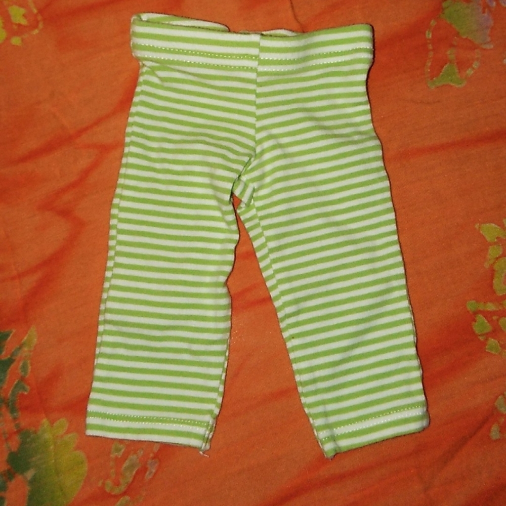 Green and white striped leggings
